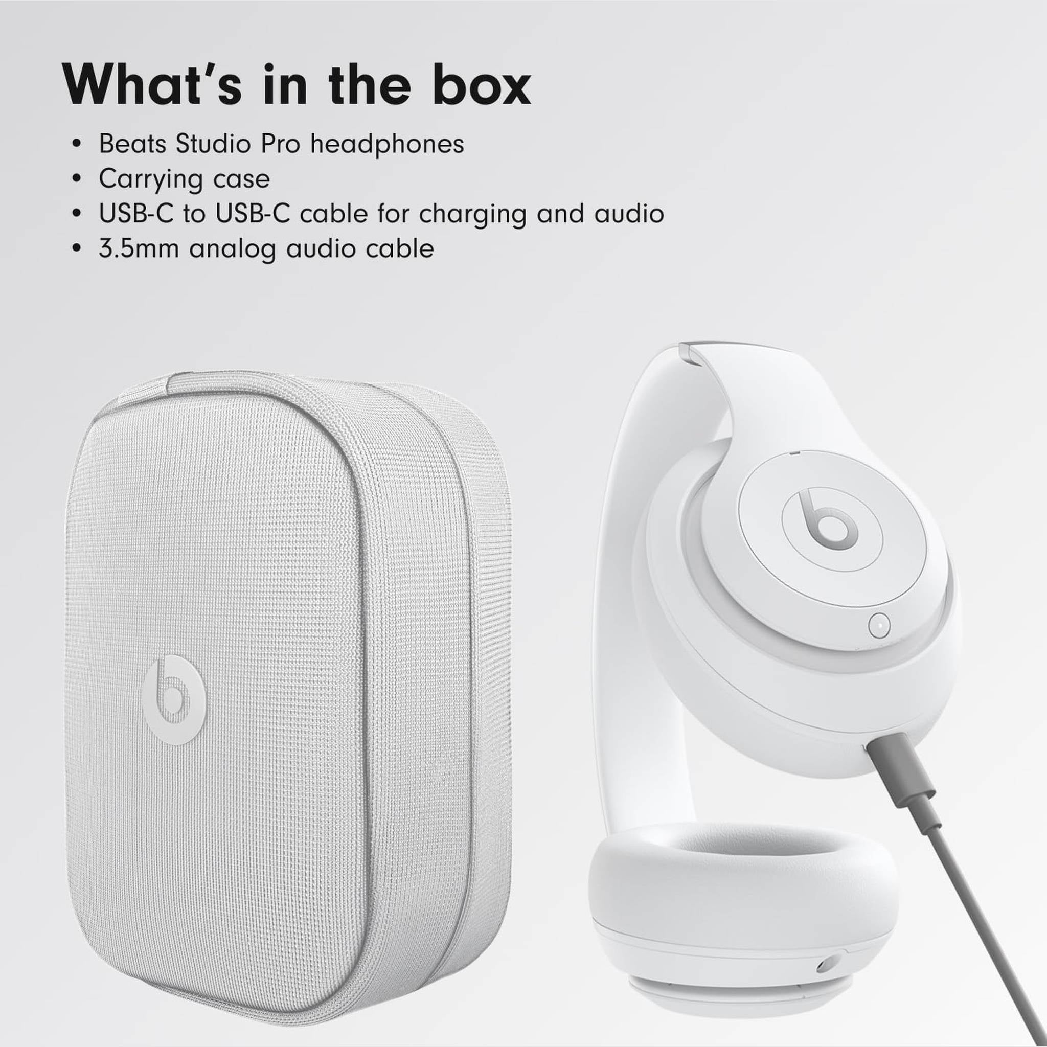 Beats by Dr. Dre Studio Pro Wireless Headphones Matte White Bundle Beats