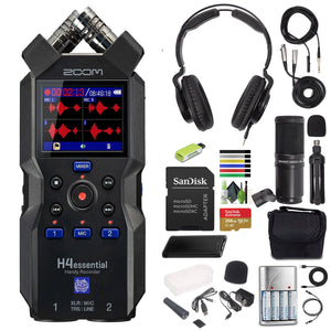 Zoom H4essential 4-Track Handy Recorder 2024 Model, Essential Series with 32-Bit Float, Accessibility, Stereo Microphones, 2 XLR/TRS Combo Inputs, USB Interface, for Musicians, Podcasters, and More