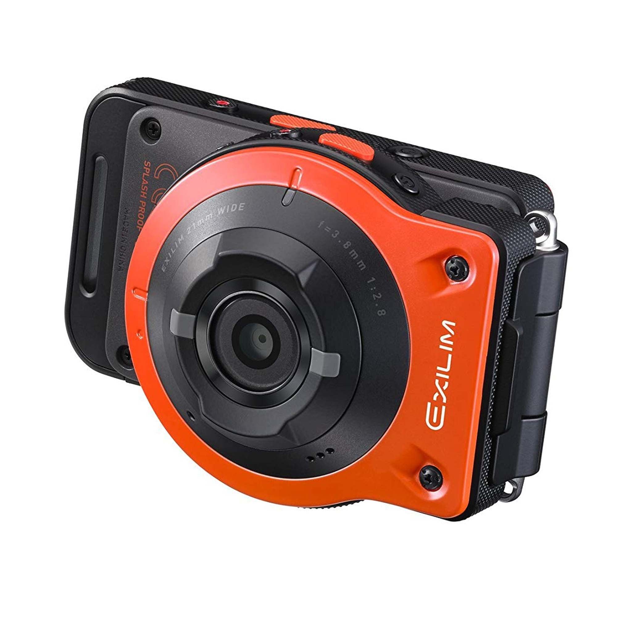 CASIO EX-FR10 EXILIM Digital Action Camera 14.1 MP - Orange - 64GB MicroSD - Case - Cleaning Kit - Tripod - Monopod 70" Starter Bundle