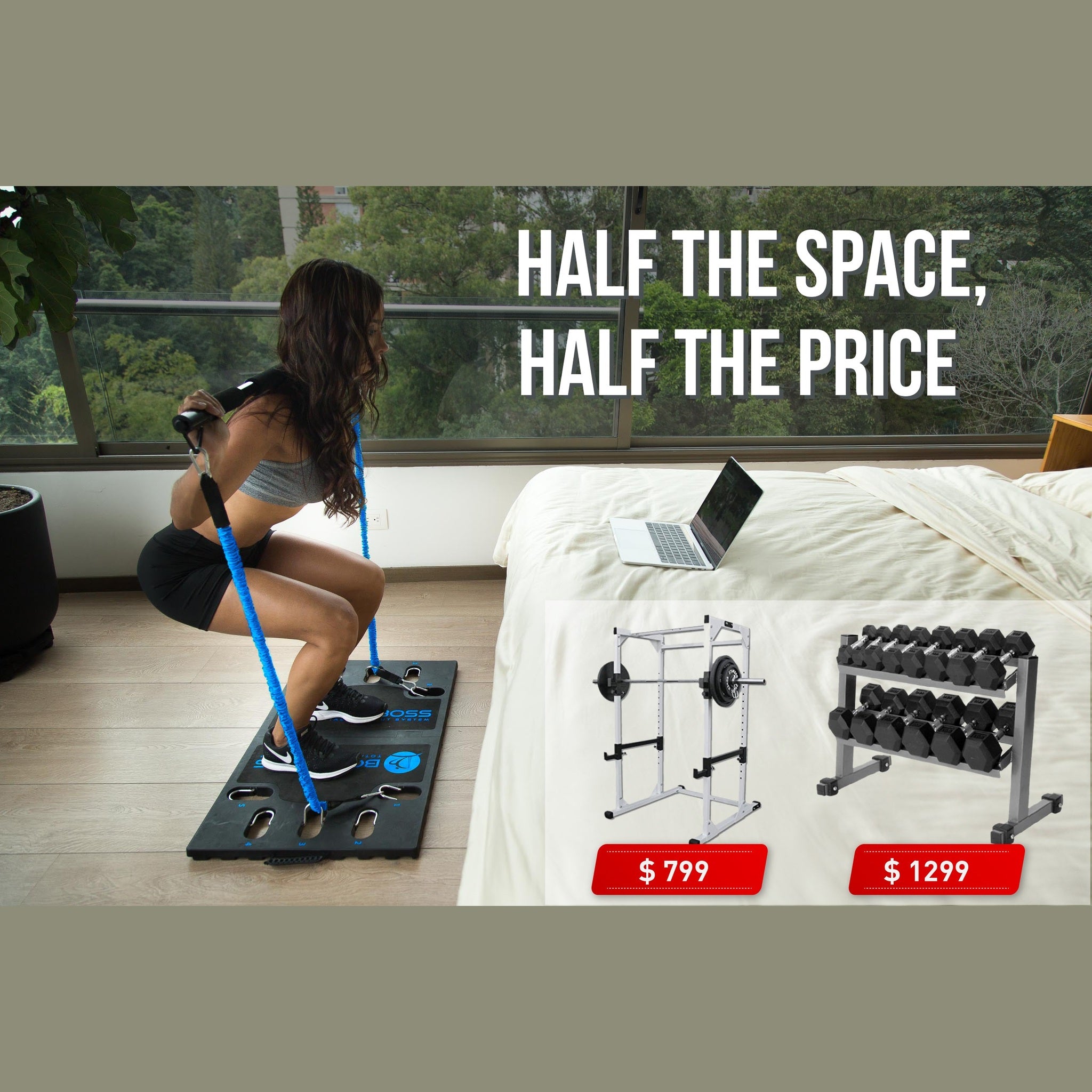 BodyBoss Home Gym 2.0 - Full Portable Gym Home Workout Package - Blue - Used BodyBoss