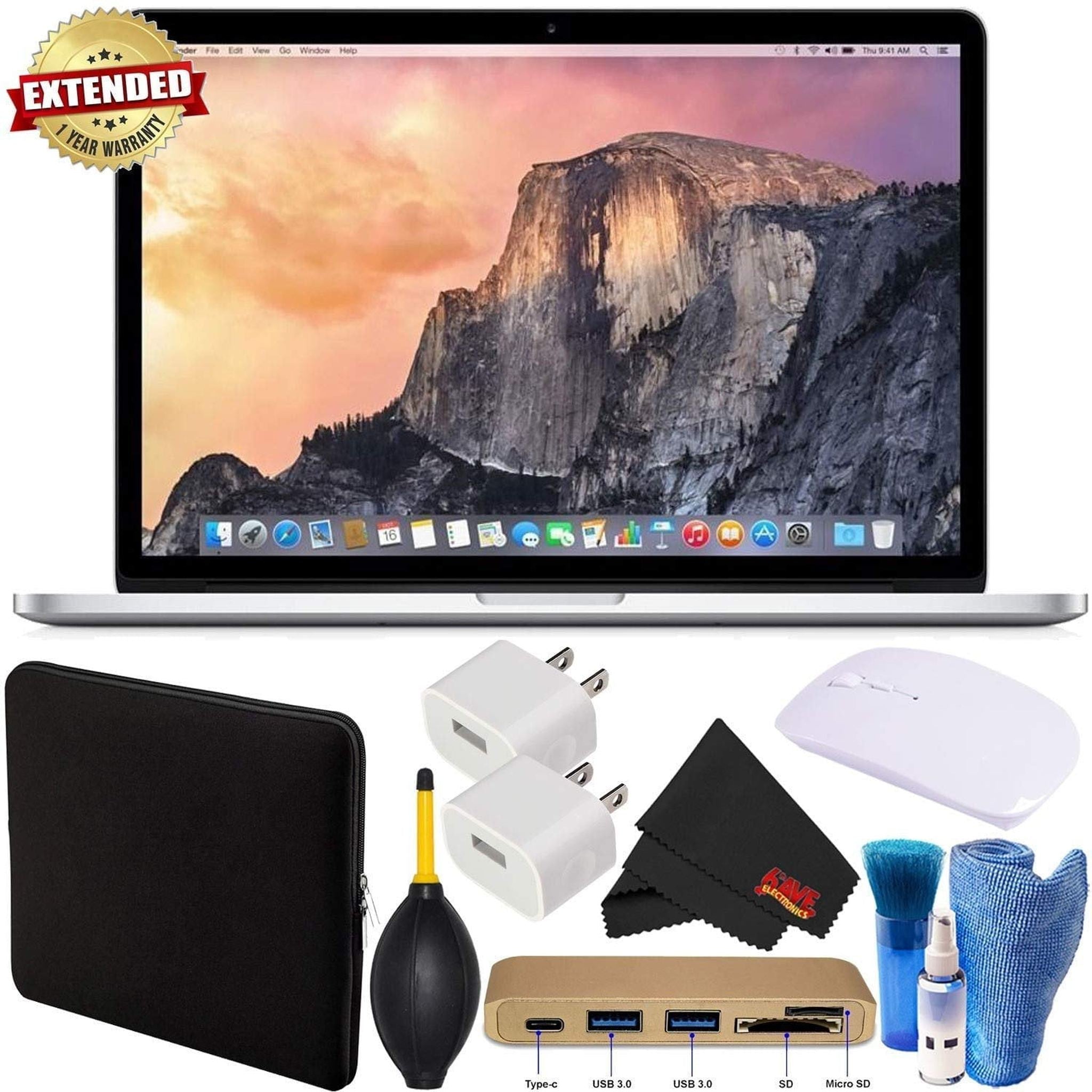 Apple MacBook Pro Laptop Computer G0RD2LL/A 15.4 Inch 16GB 1TB Bundle with 1 Year Extended Warranty+ Mouse + Type-C USB 3.0 HUB+ More
