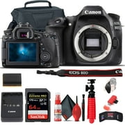 Canon EOS 80D DSLR Camera (Body Only) (1263C004) + 64GB Card + Case Base Bundle