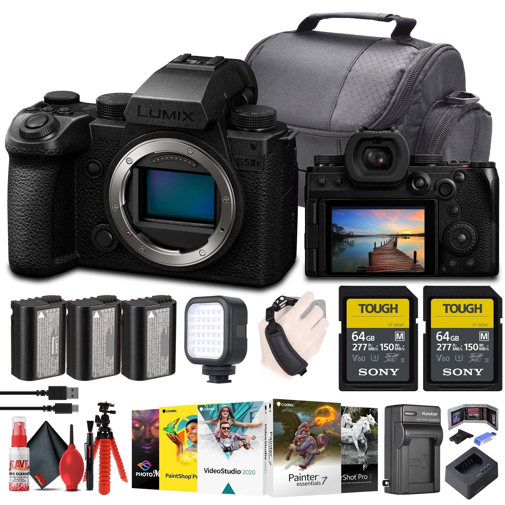 Panasonic Lumix S5 IIX Mirrorless Camera + 2 x 64GB Card + Corel Software + More