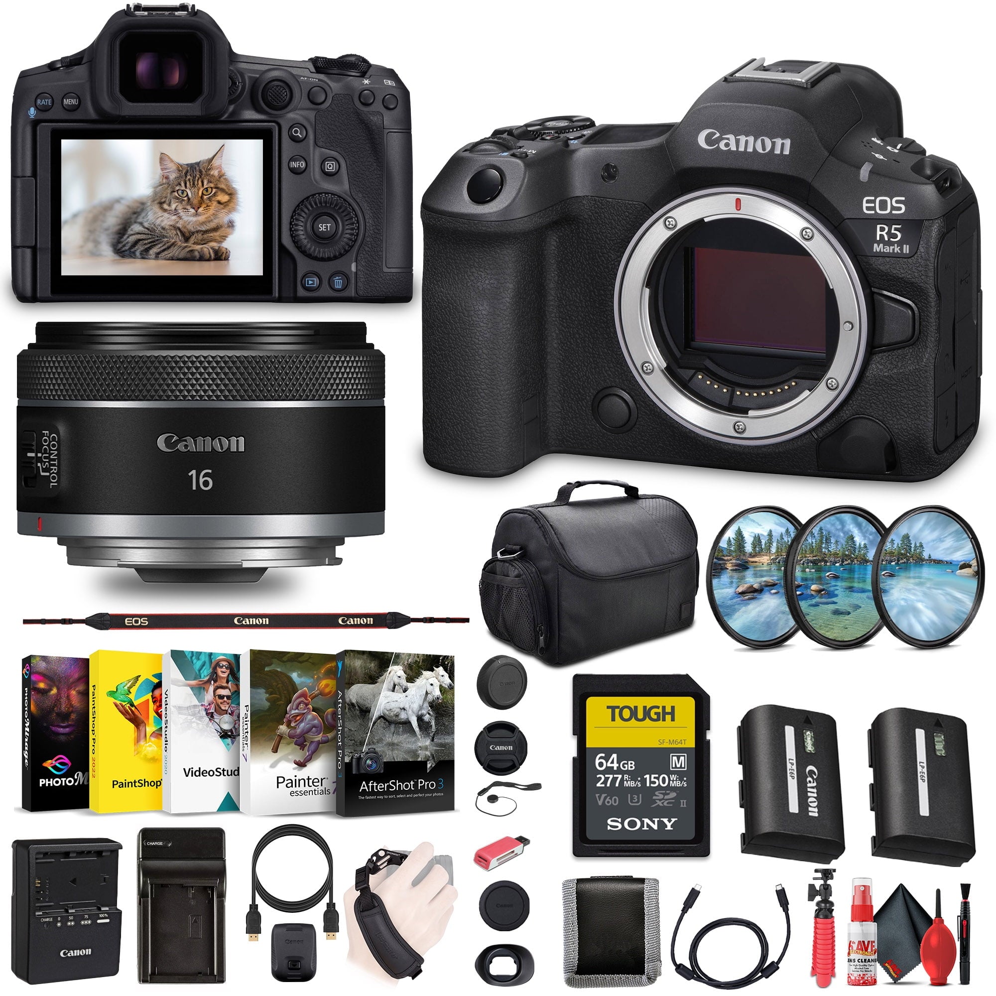 Canon - EOS R5 Mark II Mirrorless Camera, 45MP, Full-Frame Hybrid Camera, 8K Video Bundle