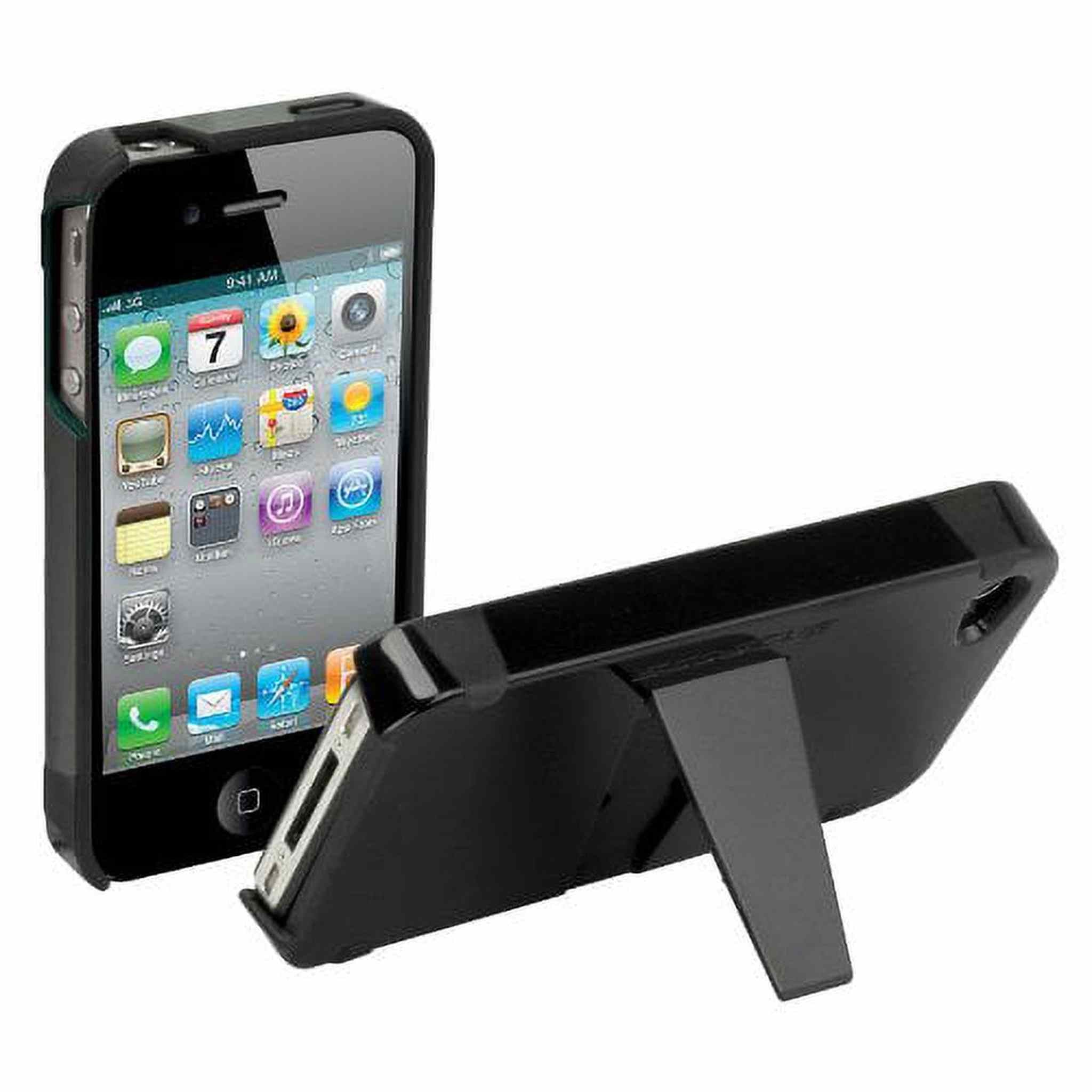 Scosche IP4KBKV Black on Black Hybrid Case with Kickstand for the New iPhone 4S and iPhone 4 Verizon and AT&T Scosche