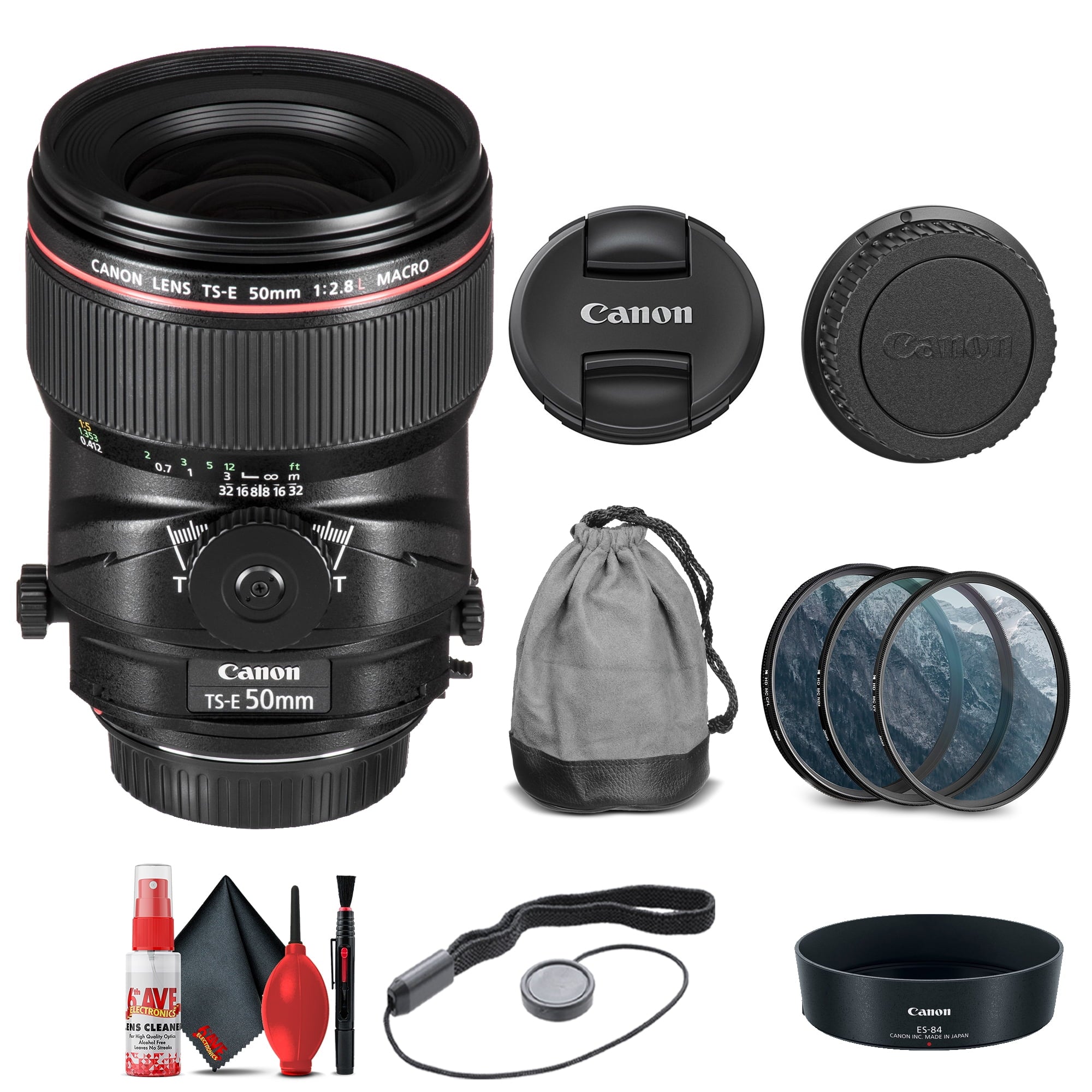 Canon TS-E 50mm f/2.8L Macro Tilt-Shift Lens 2273C002 + Filter Kit Base Bundle