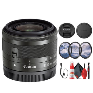 Canon EF-M 15-45mm f/3.5-6.3 IS STM Zoom Lens Graphite 0572C002 - Bundle