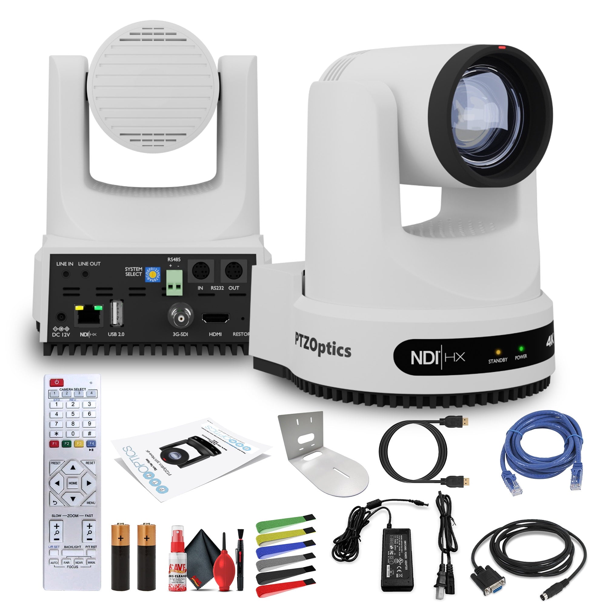 PTZOptics Move 4K PTZ Camera with 20x Zoom White PT20X-4K-WH-G3 + Wall Mount