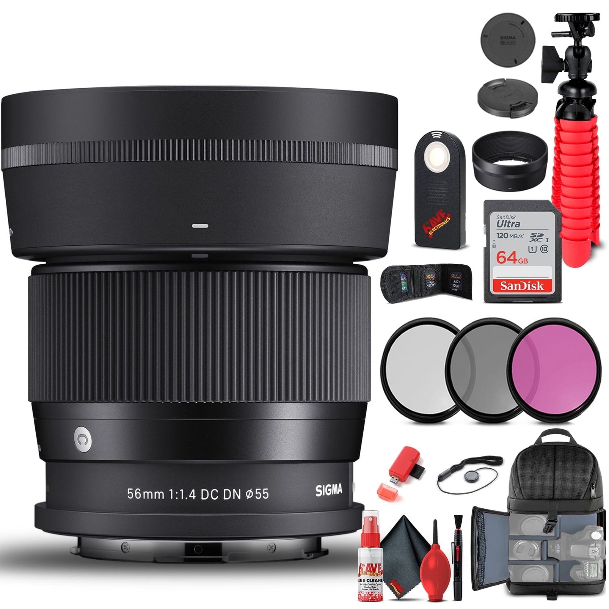 Sigma 56mm f/1.4 DC DN Contemporary Lens for Leica L 351969 Bundle Sigma