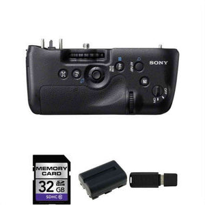 Sony VGC99AM Grip Alpha SLTA199V Black + 32GB SDHC Class 10 Memory Card + NPFM500H Li-Ion Rechargeable Battery Pack Bundle