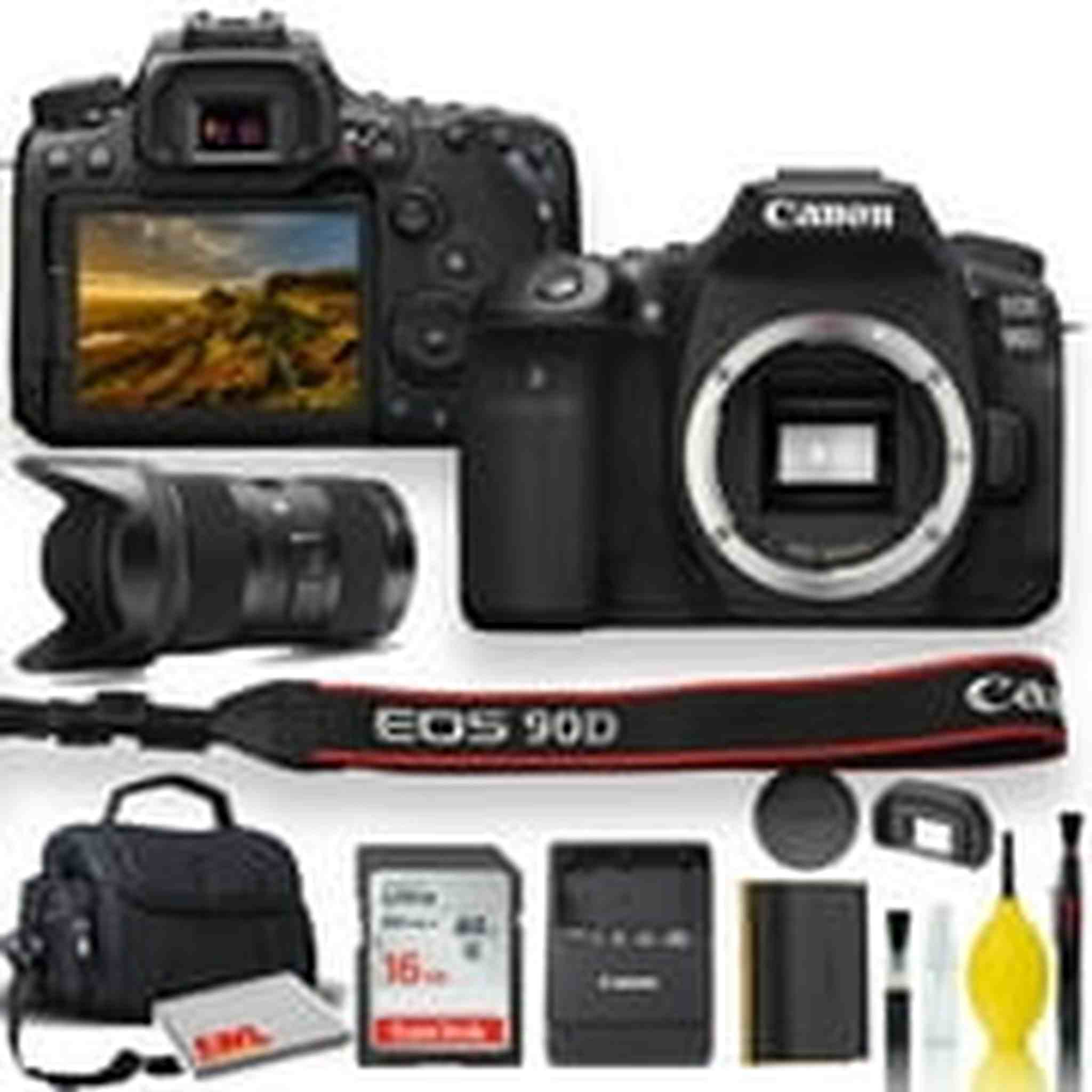 Canon EOS 90D DSLR Camera With Sigma 18-35mm Lens, Soft Padded Case, Memory Card, and More