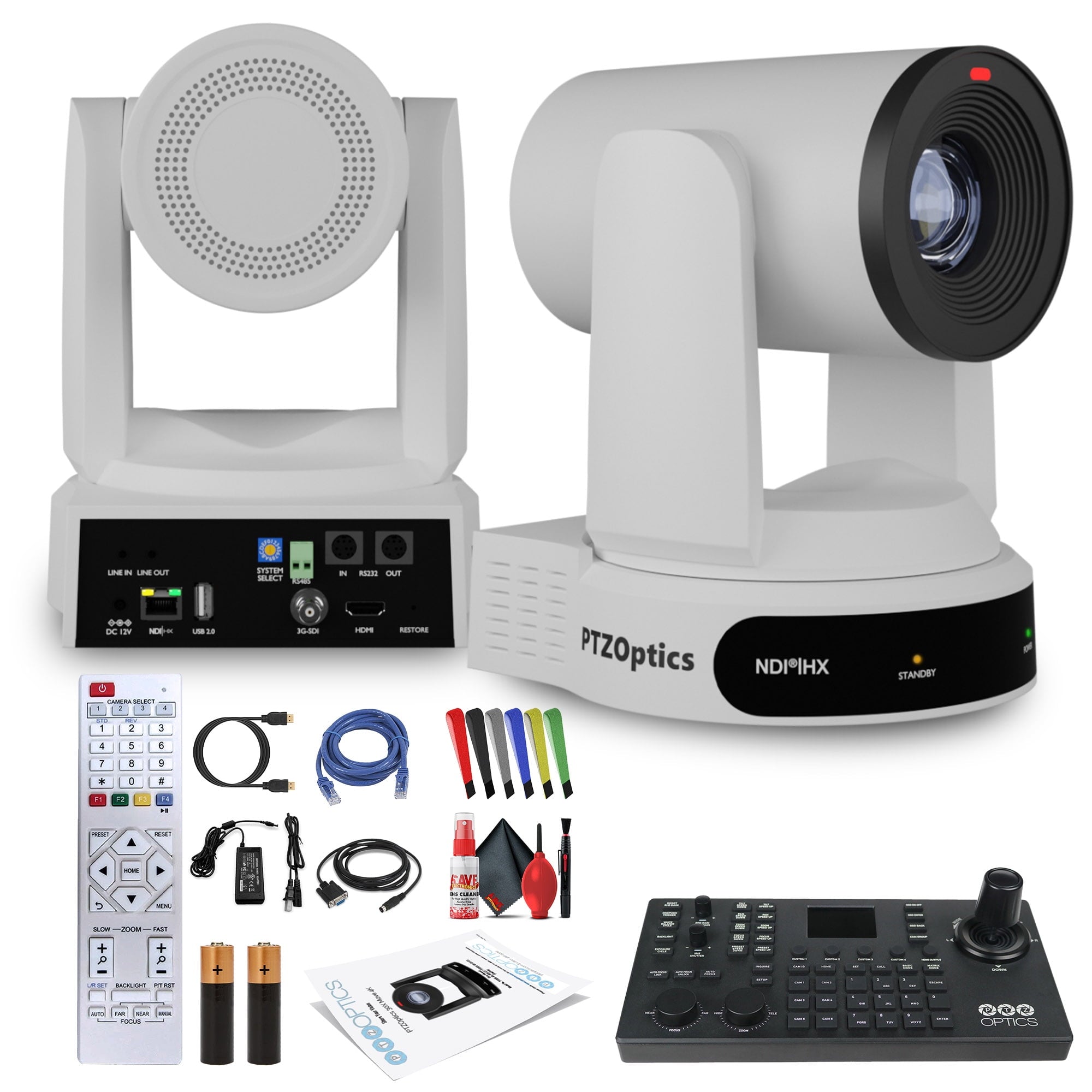 PTZOptics Move 4K PTZ Camera with 30x Zoom White PT30X-4K-WH-G3 + SuperJoy PTZ Controller