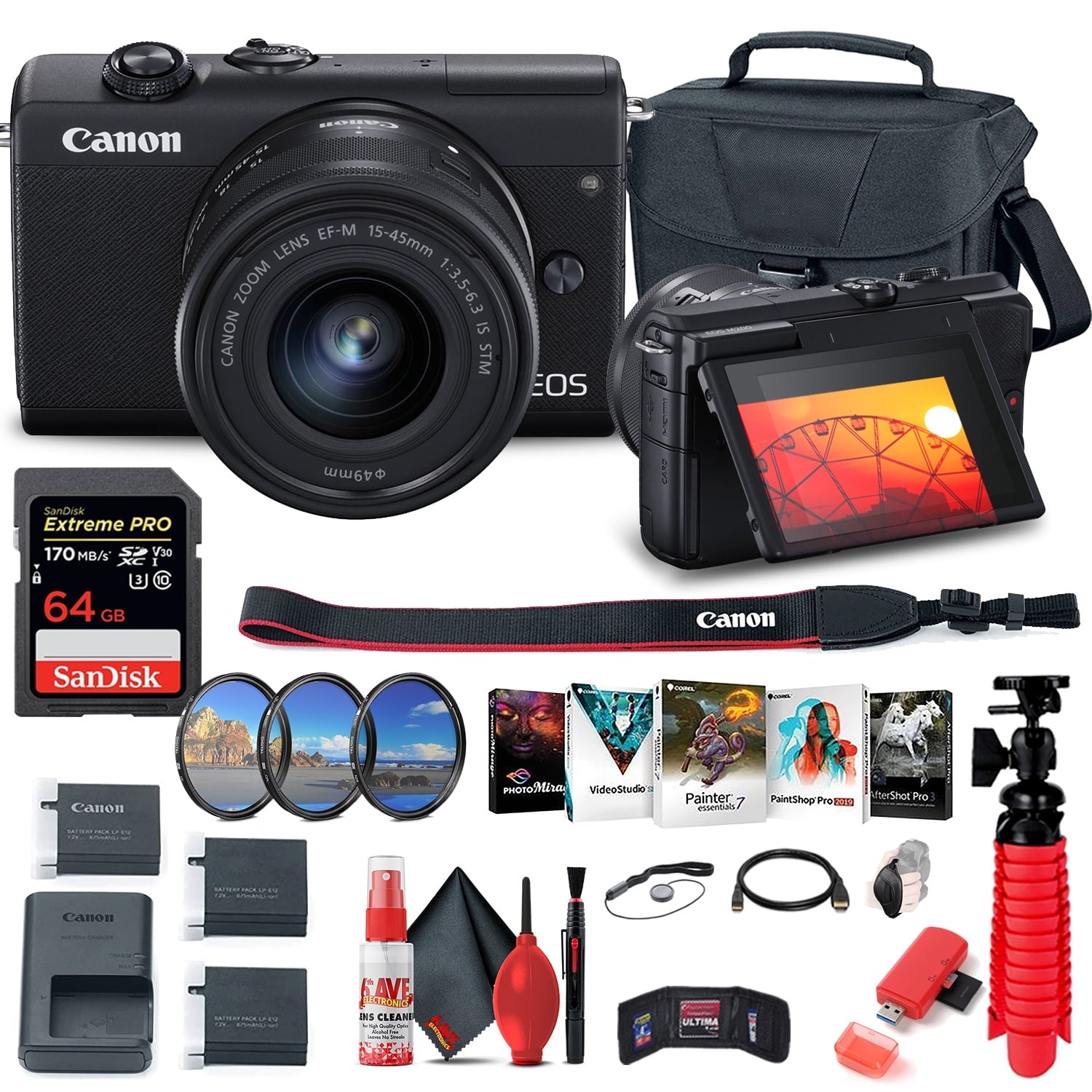 Canon EOS M200 Mirrorless Digital Camera with 15-45mm Lens (3699C009) Starter Bundle