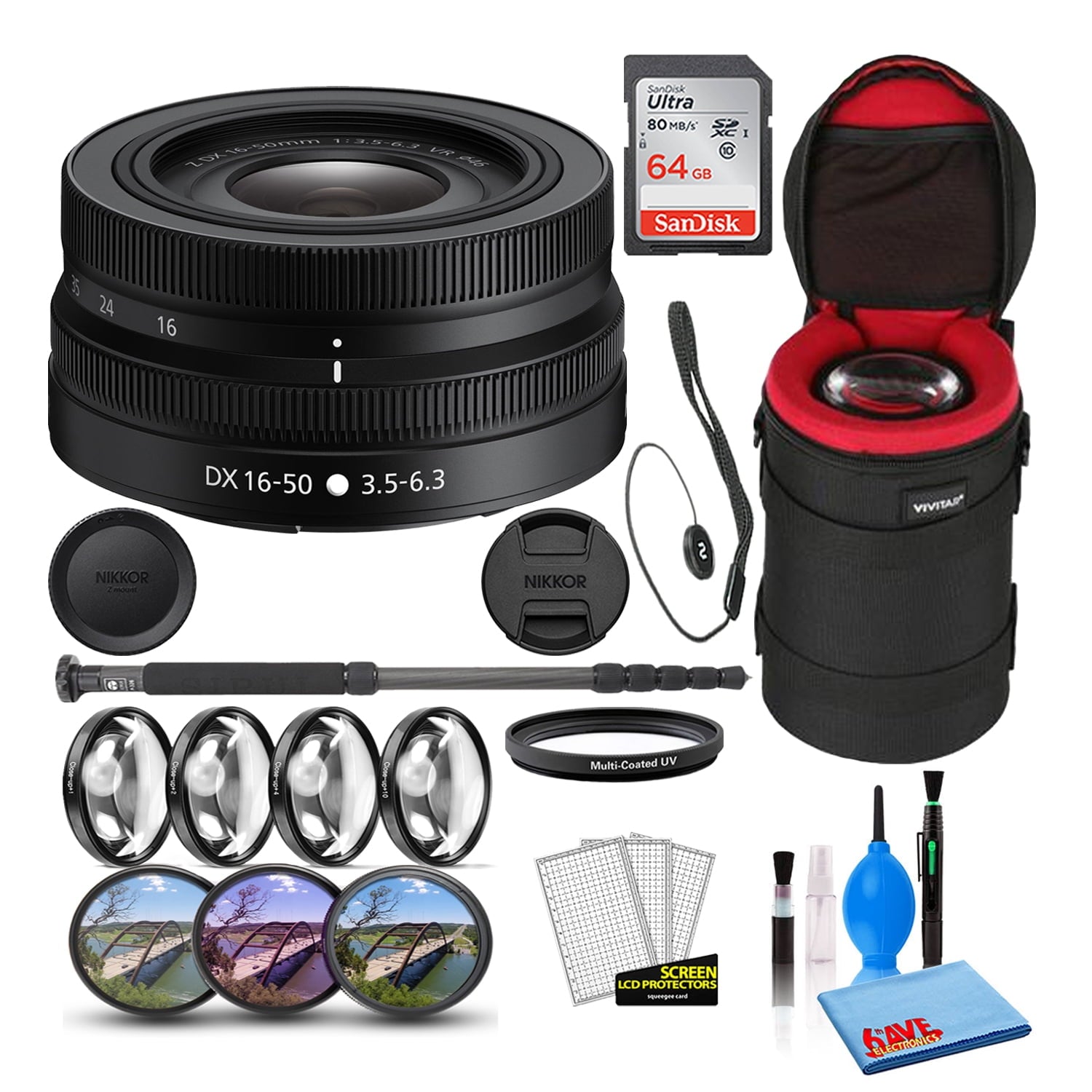 Nikon NIKKOR Z DX 16-50mm f/3.5-6.3 Lens (20084) Intl Model Bundle + SD Card