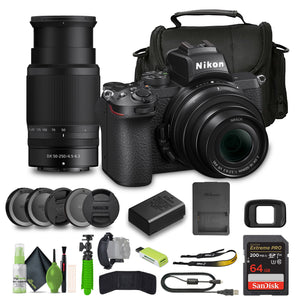 Nikon Z50 Compact Lightweight Mirrorless Camera with 16-50mm and 50-250mm Lenses 1632 Bundle