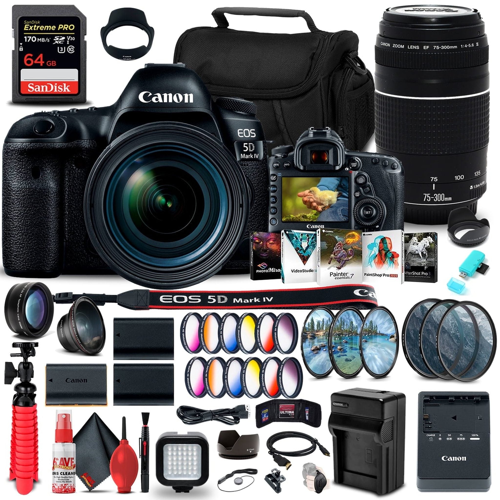 Canon EOS 5D Mark IV DSLR Camera with 24-70mm f/4L Lens 1483C018 Ultimate Bundle