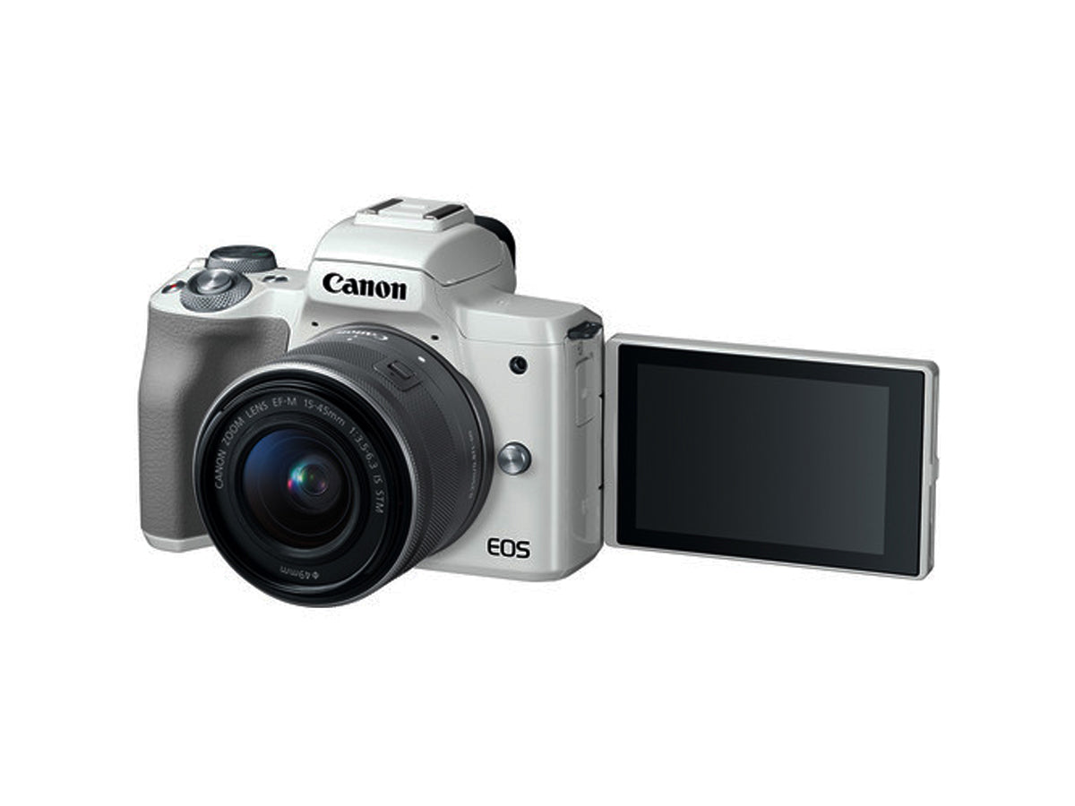 Canon EOS M50 Mirrorless Digital Camera - White with 15-45mm Lens International Model