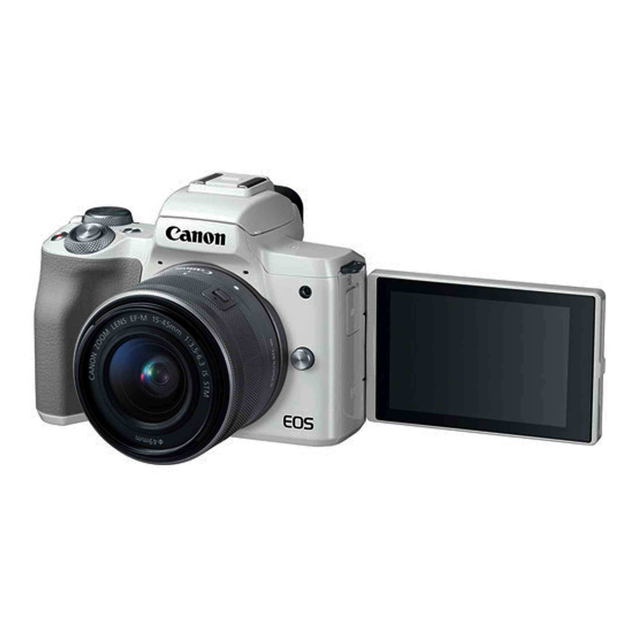 Canon EOS M50 Mirrorless Digital Camera - White with 15-45mm Lens International Model Canon