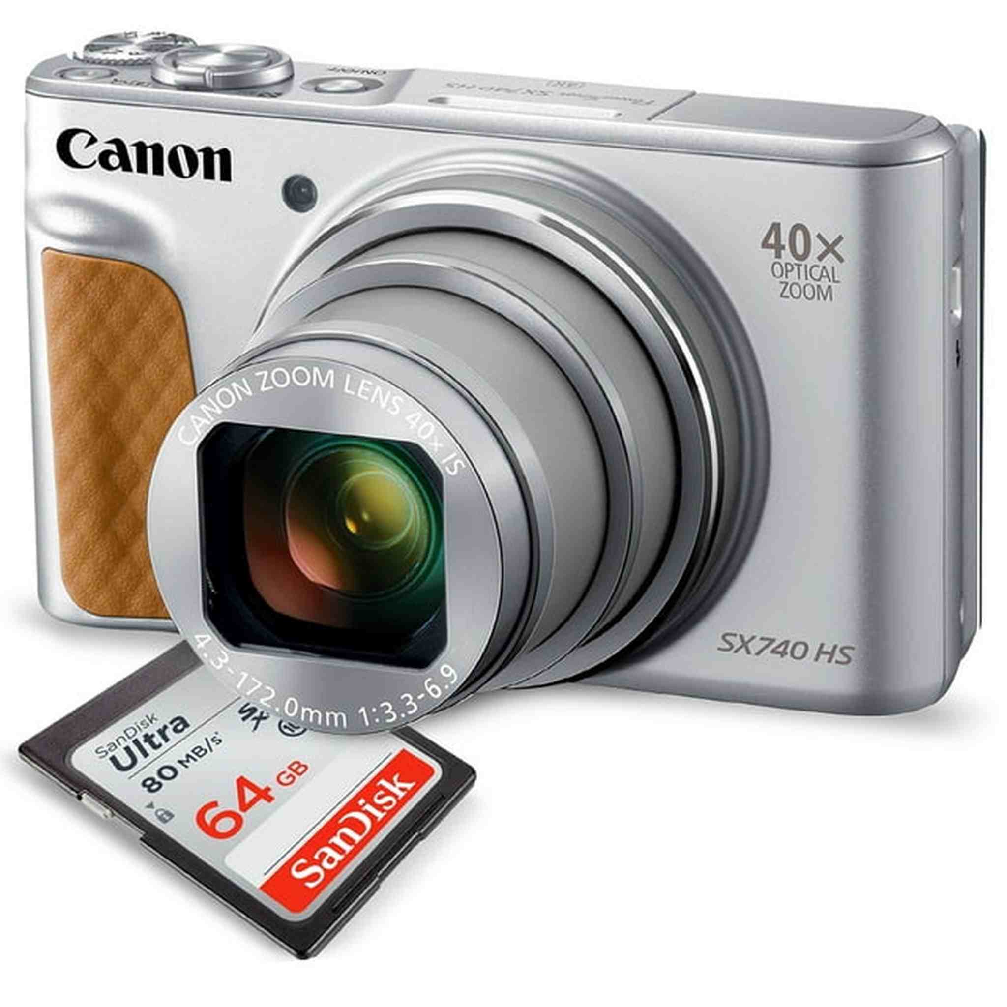 Canon PowerShot SX740 HS Digital Camera Silver with 64GB Card Canon