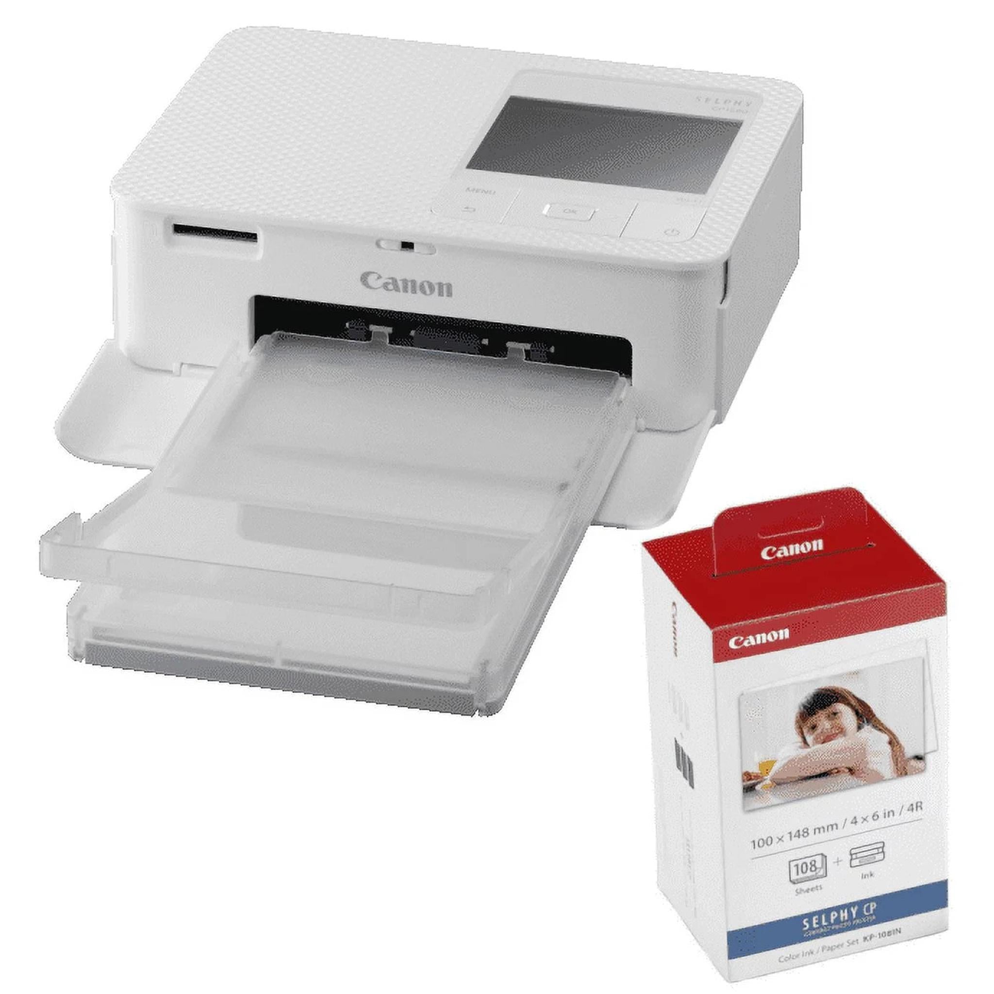 Canon SELPHY CP1500 Compact Photo Printers, with KP-108 Ink/Paper Set, White Canon