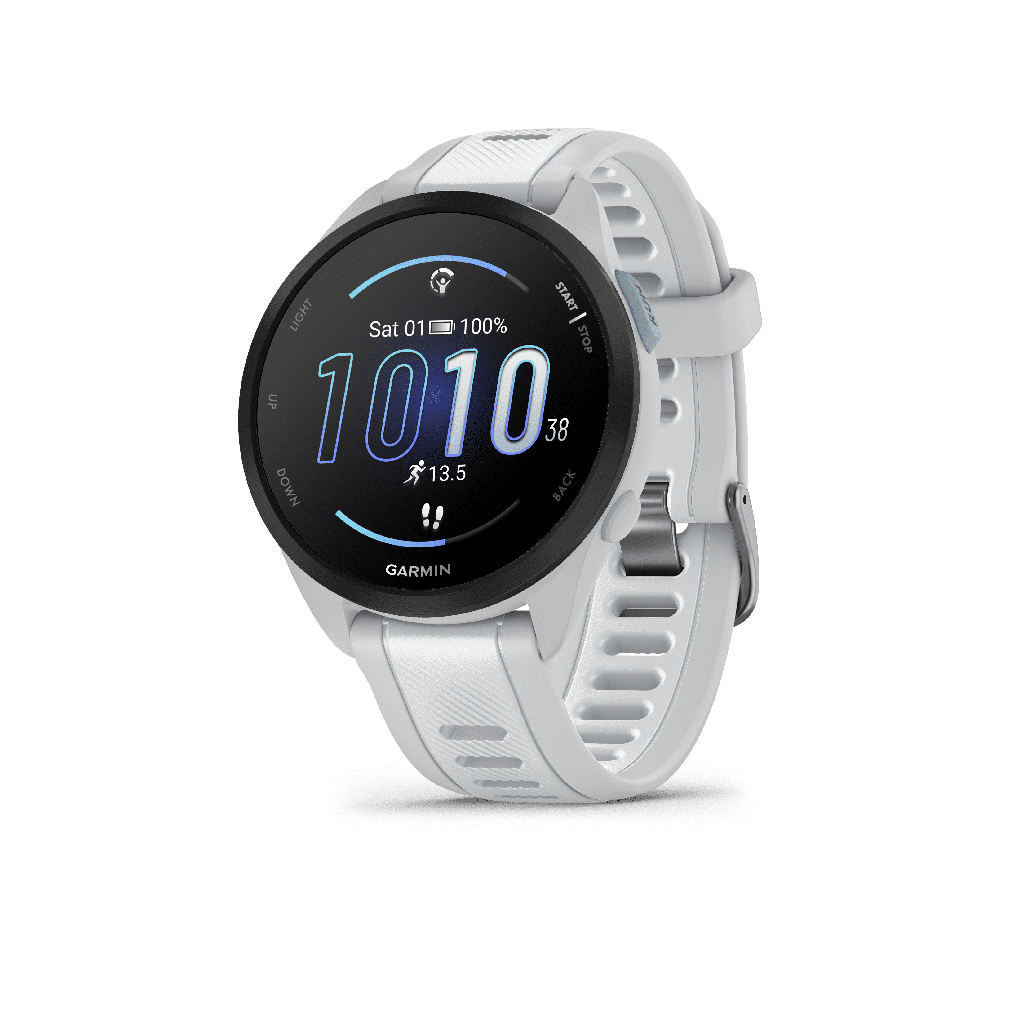 Garmin Forerunner 165, Running Smartwatch, Colorful AMOLED Display, Training Metrics and Recovery Insights, Whitestone