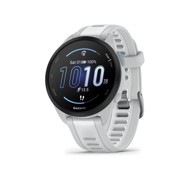 Garmin Forerunner 165, Running Smartwatch, Colorful AMOLED Display, Training Metrics and Recovery Insights, Whitestone