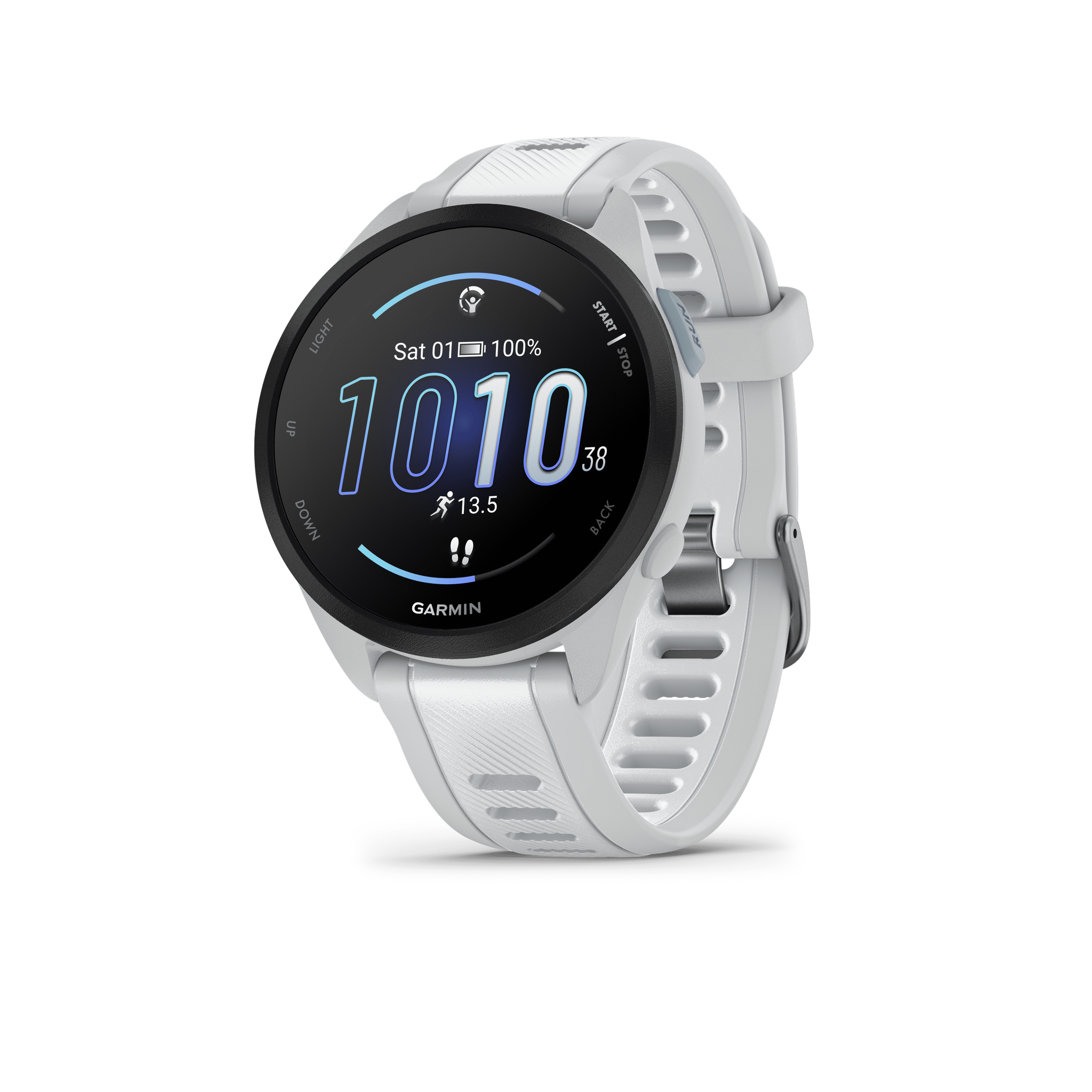 Garmin Forerunner 165, Running Smartwatch, Colorful AMOLED Display, Training Metrics and Recovery Insights, Whitestone