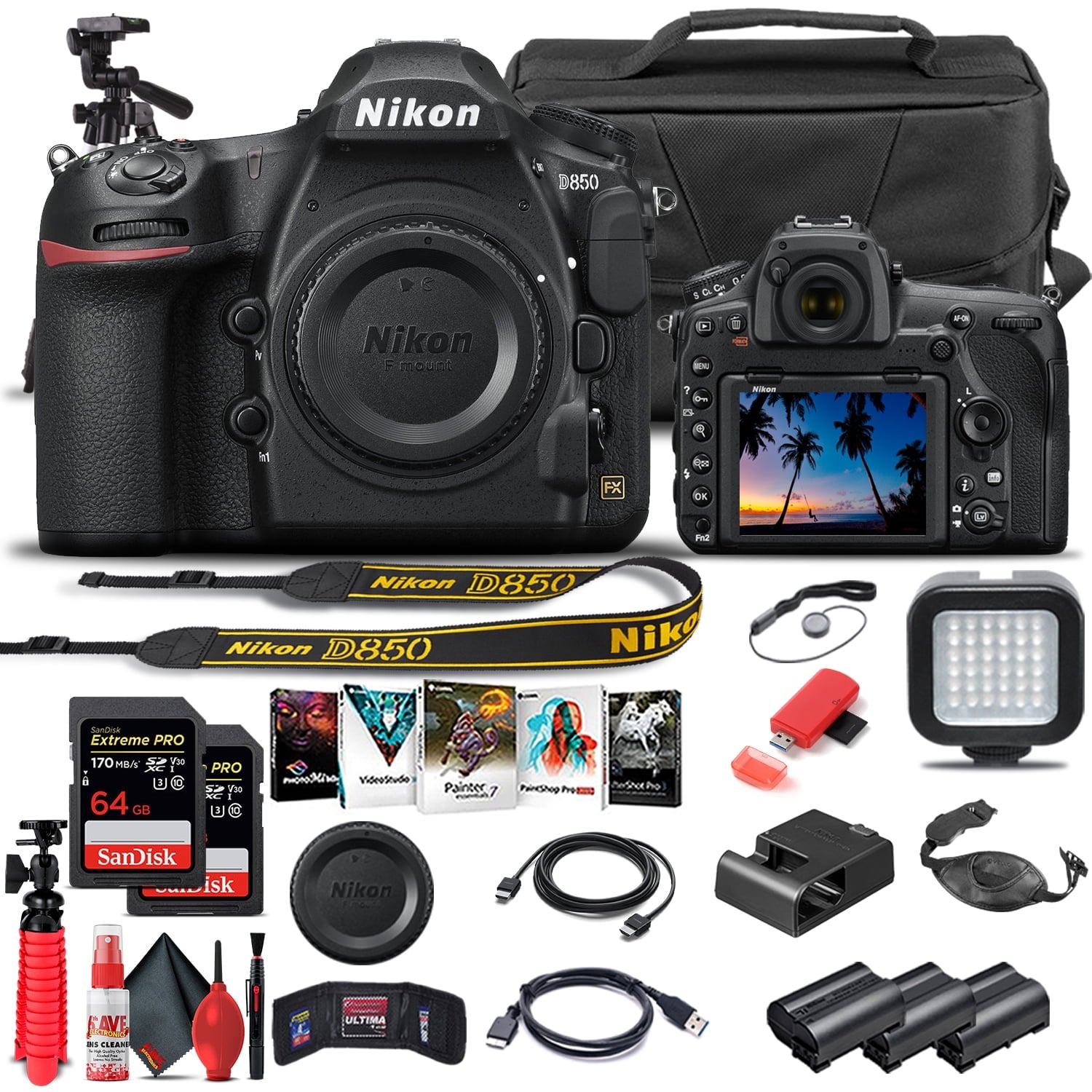 Nikon D850 DSLR Camera Body Only 1585 - Advanced Bundle