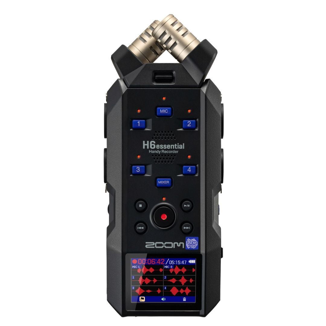 Zoom H6essential 2024 Model, Essential Series with 32-Bit Float, Accessibility, 6-Track Recorder, Stereo Microphones, 4 XLR/TRS Inputs, USB Audio Interface, for Musicians, Podcasters, & Filmmakers