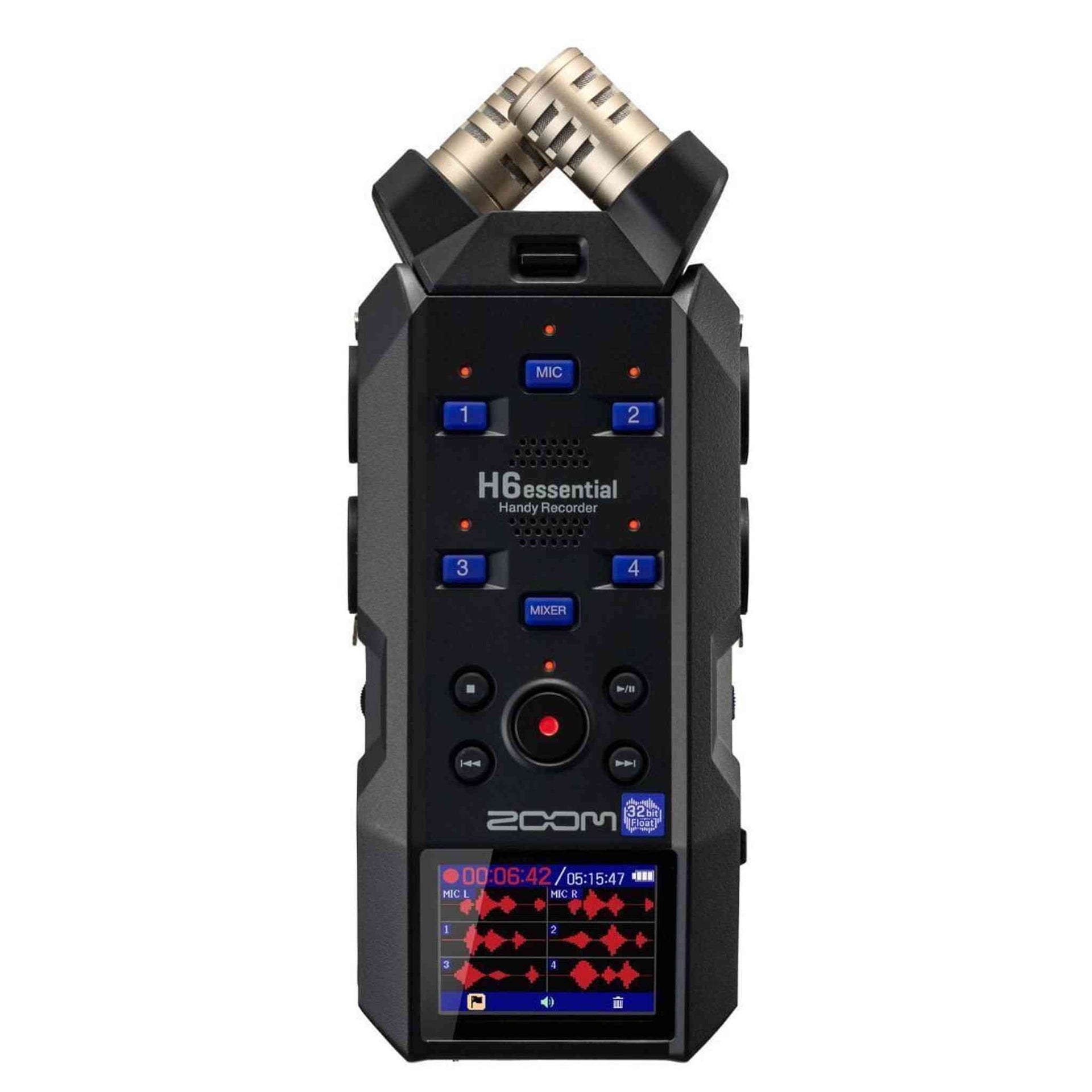 Zoom H6essential 2024 Model, Essential Series with 32-Bit Float, Accessibility, 6-Track Recorder, Stereo Microphones, 4 XLR/TRS Inputs, USB Audio Interface, for Musicians, Podcasters, & Filmmakers