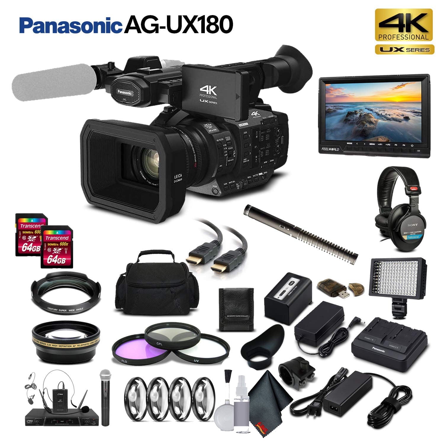 Panasonic AG-UX180 4K Premium Professional Camcorder (AG-UX180PJ) Movie Maker Special Bundle