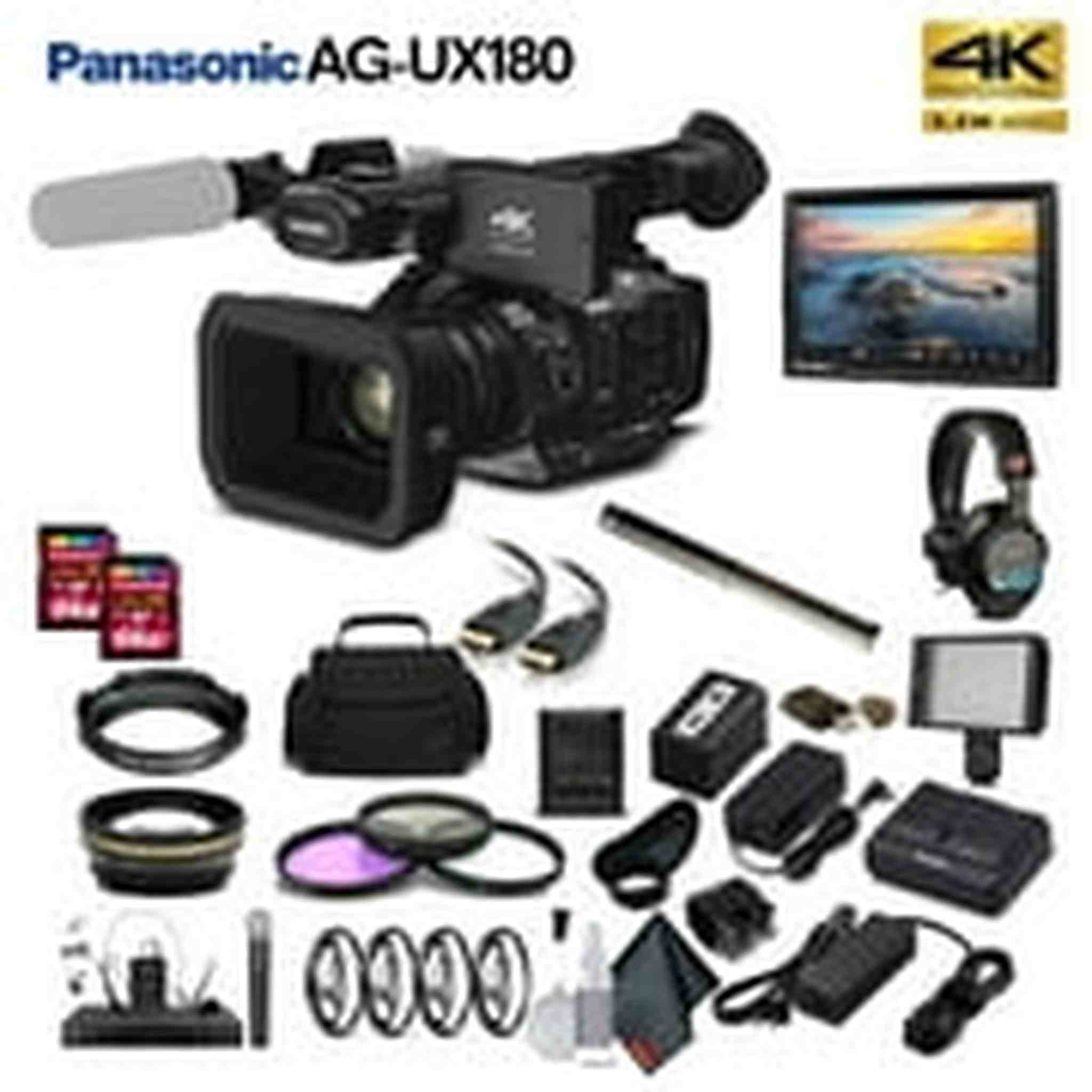 Panasonic AG-UX180 4K Premium Professional Camcorder AG-UX180PJ Movie Maker Special Bundle