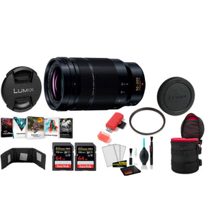 Panasonic Leica DG Vario-Elmarit 50-200mm f/2.8-4 ASPH. POWER O.I.S. Lens with 2x 64 Memory Cards and More International Model