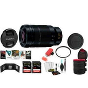 Panasonic Leica DG Vario-Elmarit 50-200mm f/2.8-4 ASPH. POWER O.I.S. Lens with 2x 64 Memory Cards and More International Model Panasonic