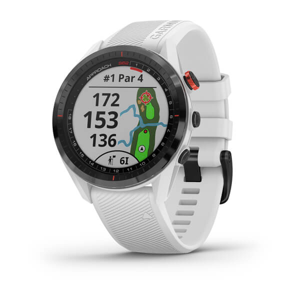 Garmin Approach S62 GPS Golf Watch (Black Bezel/White Band) with Virtual Caddie,Mapping includes Charging Base and Clean