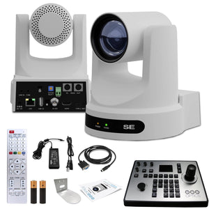 PTZOptics Move SE PTZ Camera with 20x Optical Zoom PT20X-SE-WH-G3 + PT-JOY-G4 Controller + Wall Mount