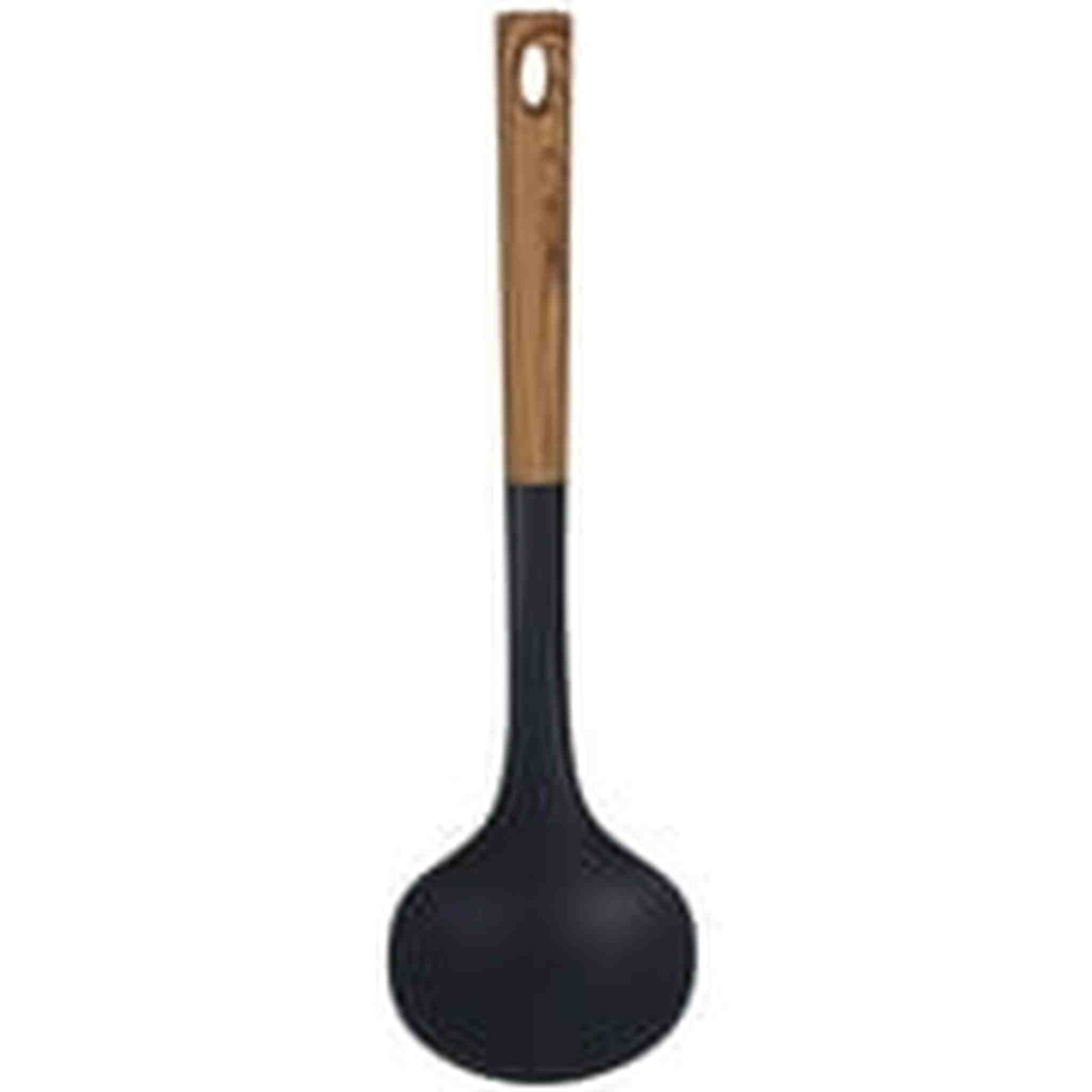 Bene Casa - Black Ladle with Wood Like Handle, Heat Resistant. Black Ladle w/Wood Like Handle, 14" Bene Casa