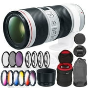 Canon EF 70-200mm f/4L IS II USM Lens Bundle with Cleaning Kit, Filter Kits, and Padded Lens Case International Model