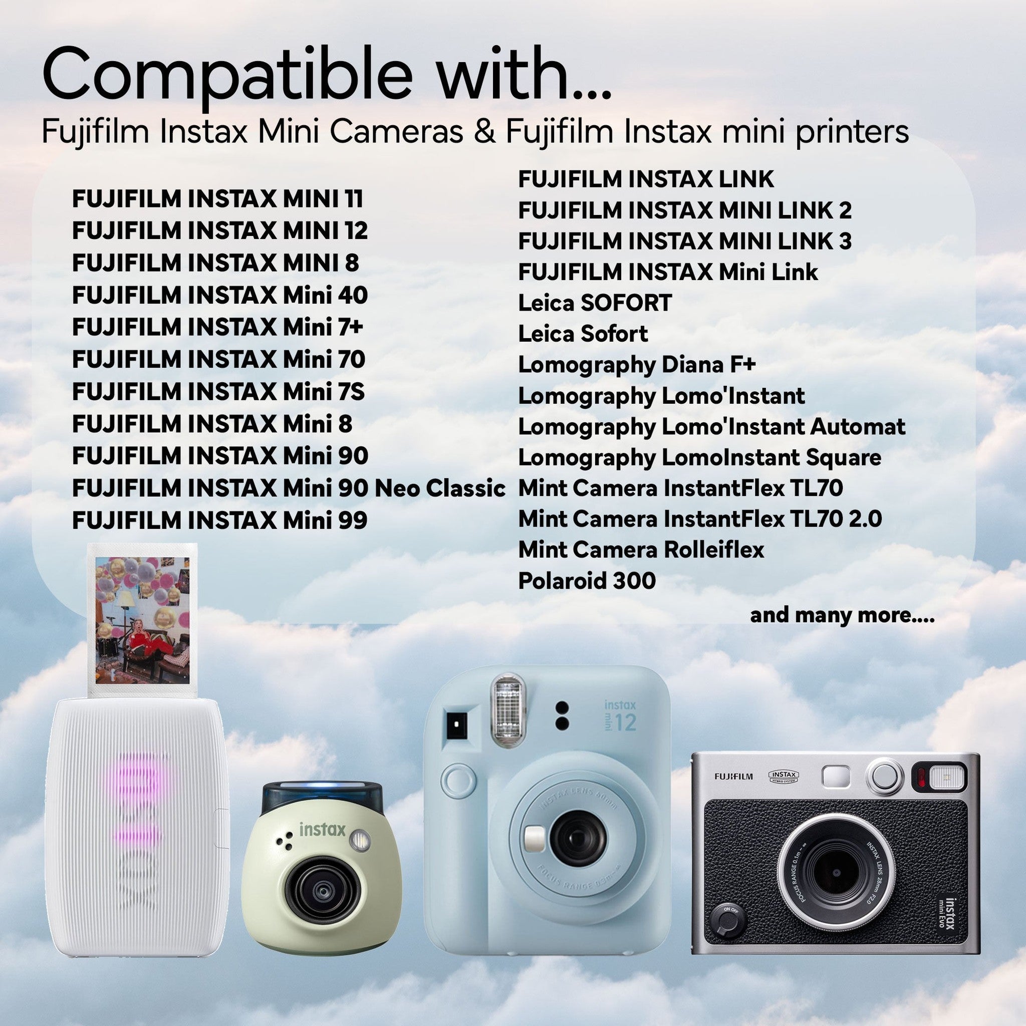 Fujifilm Instax Mini Instant Camera Film 100 Exposure + Cleaning Cloth