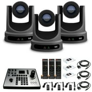 3 x PTZOptics Move SE PTZ Camera with 30x Optical Zoom Gray PT30X-SE-GY-G3 + PT-JOY-G4 Controller