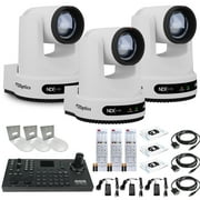 3 x PTZOptics Move 4K PTZ Camera with 20x Zoom White PT20X-4K-WH-G3 + SuperJoy PTZ Controller + 3 x Wall Mount