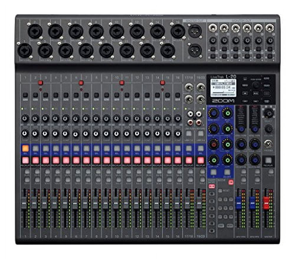 Zoom LiveTrak L-20 Digital Mixer & Multitrack Recorder, 20-Input/ 22-Channel SD Card Recorder, 22-in/4-out USB Audio Interface, 6 Customizable Outputs, Wireless iOS Control