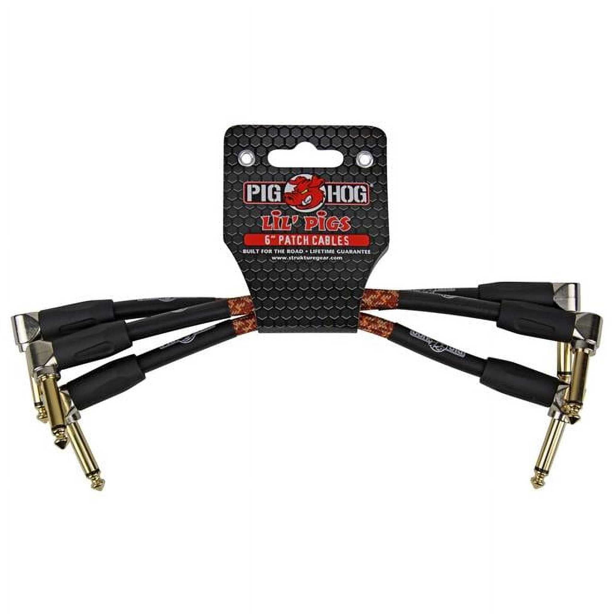 Pig Hog PHLIL6CP Lil' Pigs Right-Angle 1/4" Vintage Western Plaid Instrument Patch Cables, 6" 3 Pack