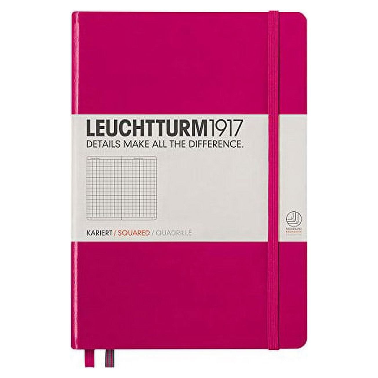 LEUCHTTURM1917 - Medium A5 Squared Hardcover Notebook (Berry) - 251 Numbered Pages