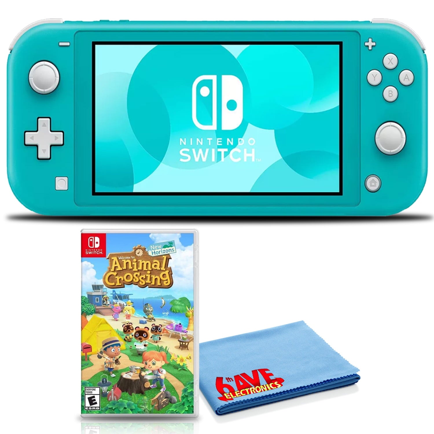 Nintendo Switch Lite Console Bundle with Animal Crossing + 6Ave Fiber Cloth