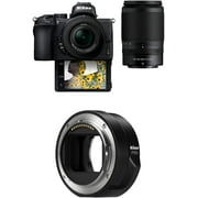 Nikon Z50 Compact Mirrorless Digital Camera, 2 Zoom Lens Kit NIKKOR Z DX 16-50mm f/3.5-6.3 VR & 50-250mm F/4.5-6.3 VR with Nikon Mount Adapter FTZ II