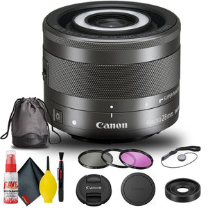 Canon EF-M 28mm f/3.5 Macro IS STM Lens 1362C002 + Filter Kit + More