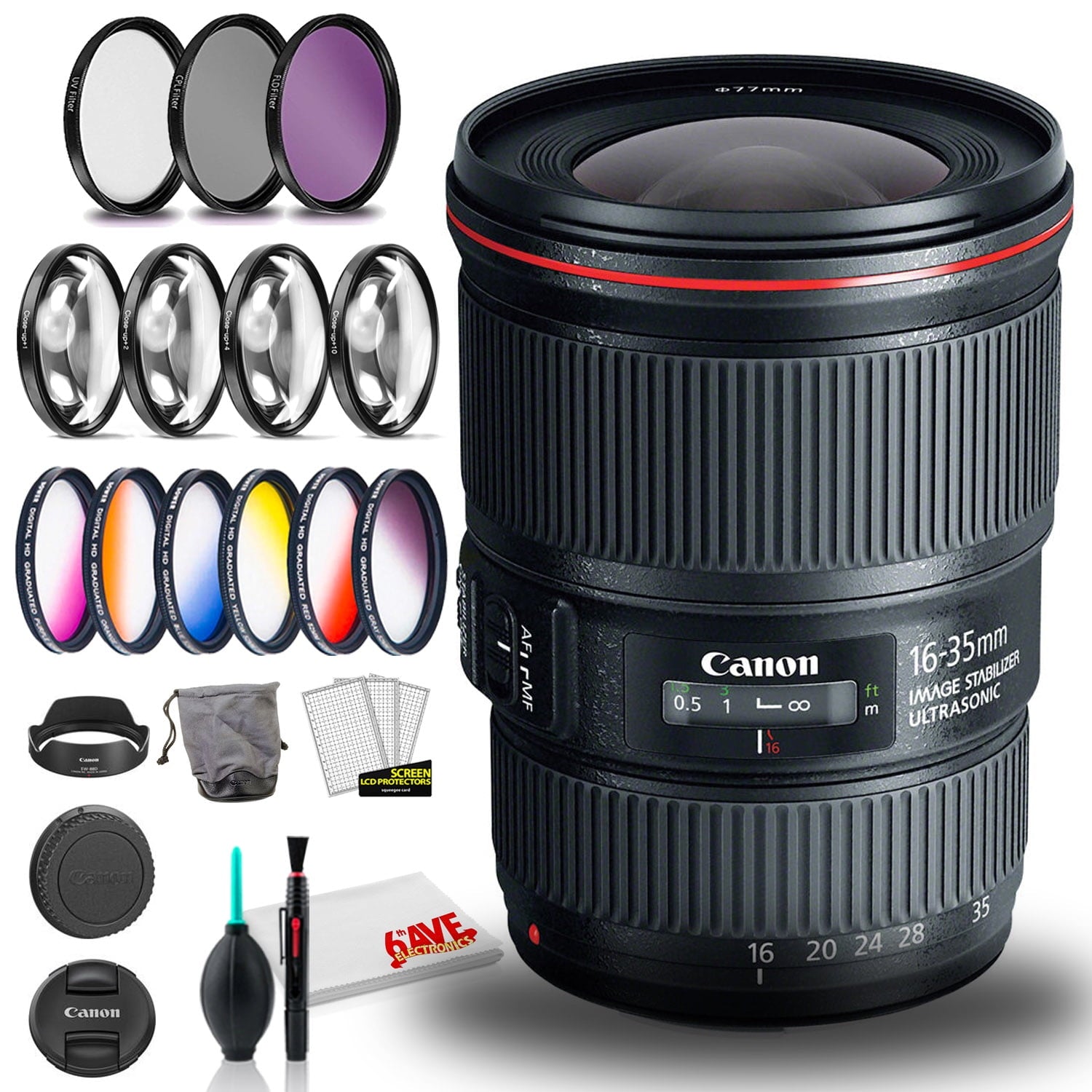 Canon EF 16-35mm f/4L IS USM Lens International Model with Filter Set Bundle
