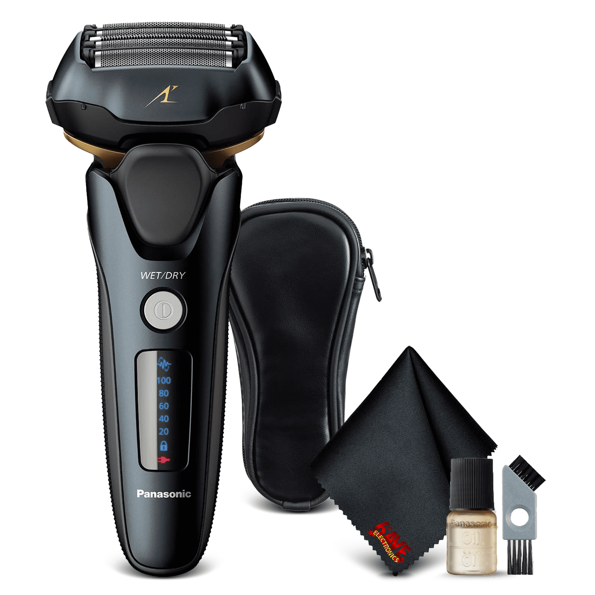 Panasonic ESLV67K Arc5 Wet/Dry Electric Shaver Matte Black Bundle with Cleaning Cloth 6th Ave Electronics