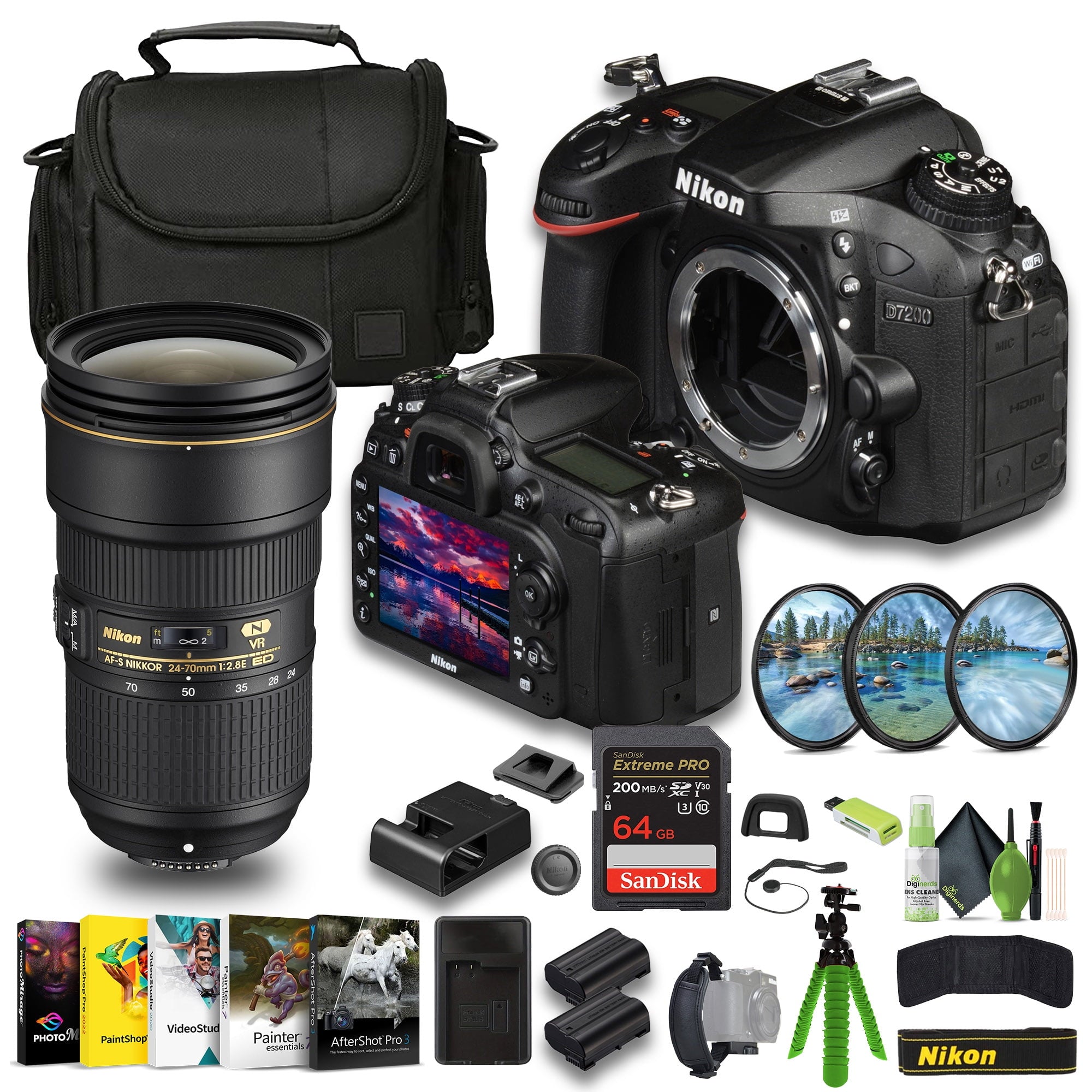 Nikon D7200 24.2 MP DX-Format Digital SLR Camera 1554 Bundle